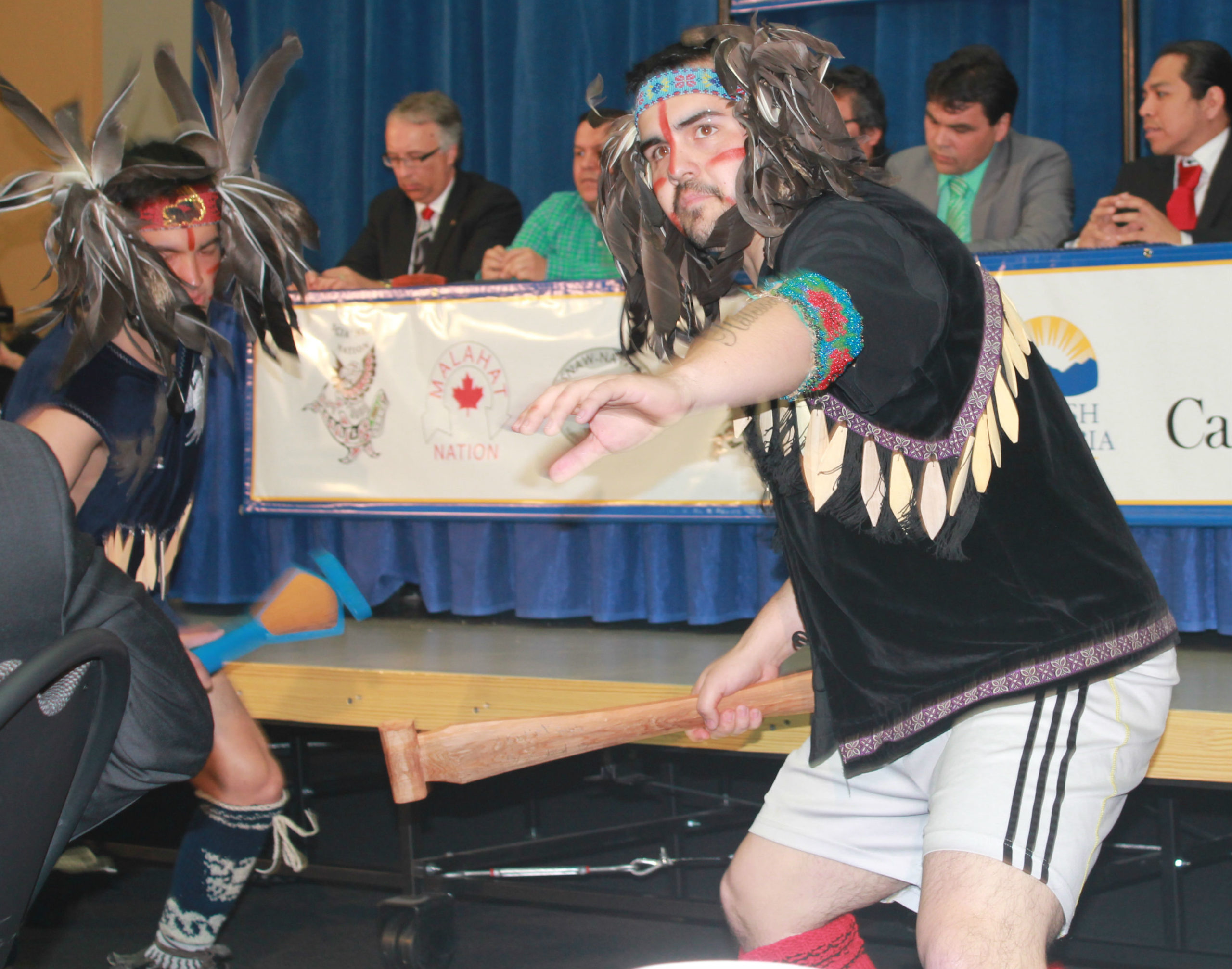 Drummers and dancers open the signing ceremony